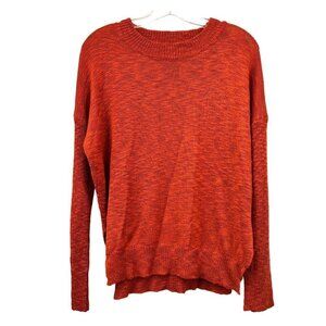 Lush Womens Long Sleeve Round Neck Orange Lightweight Pullover Sweater S
